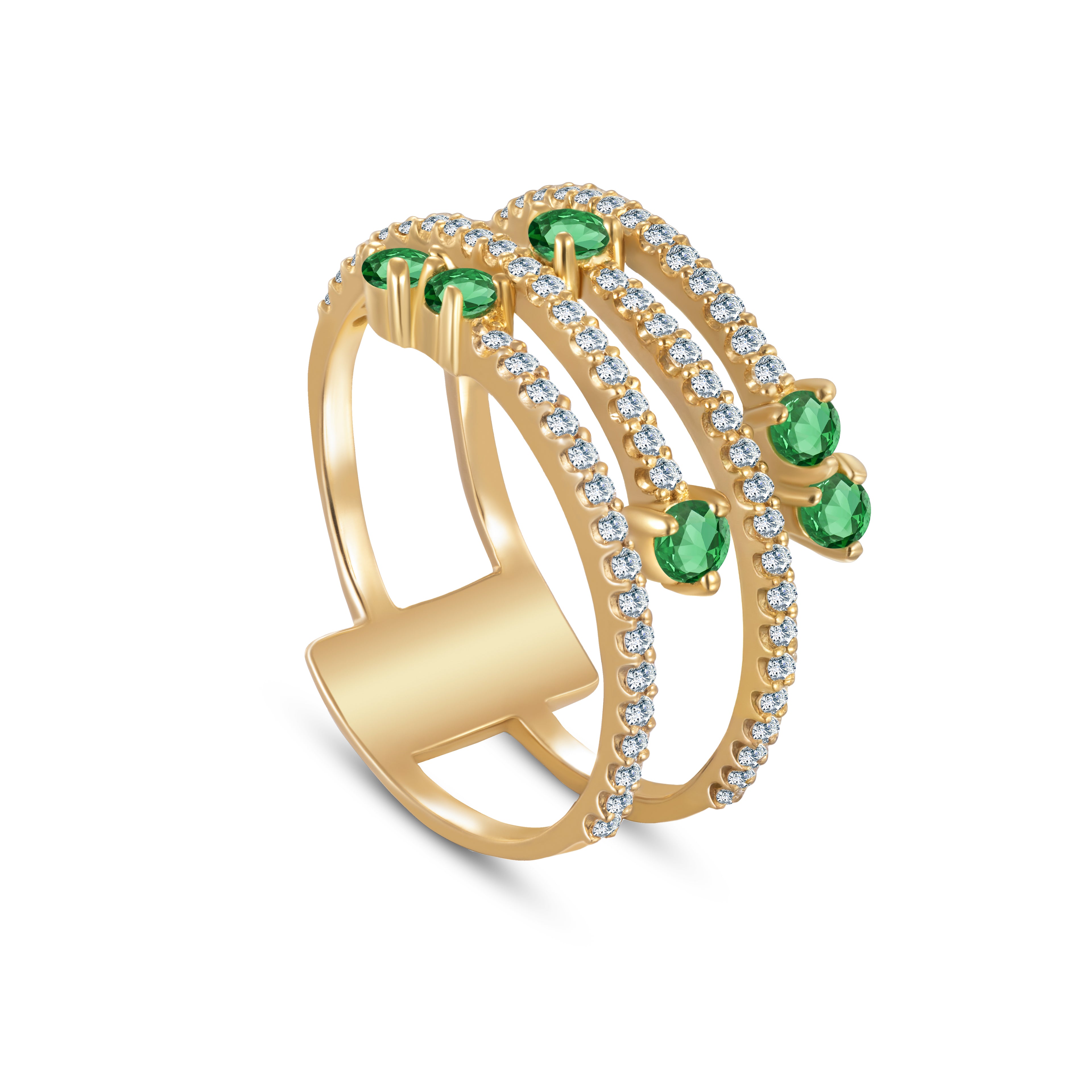 Swirl Gold & Emerald Ring