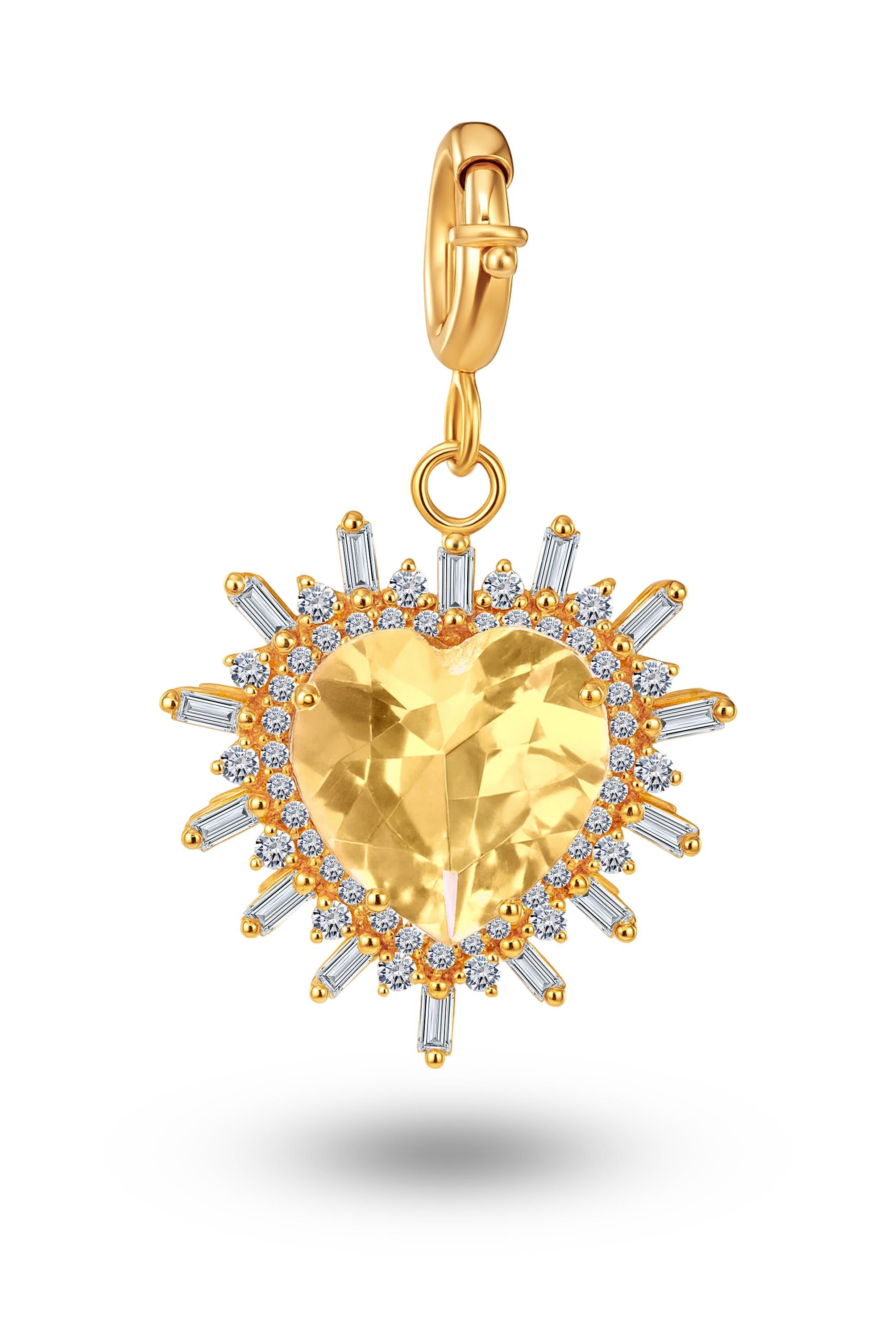 Citrine heart charm