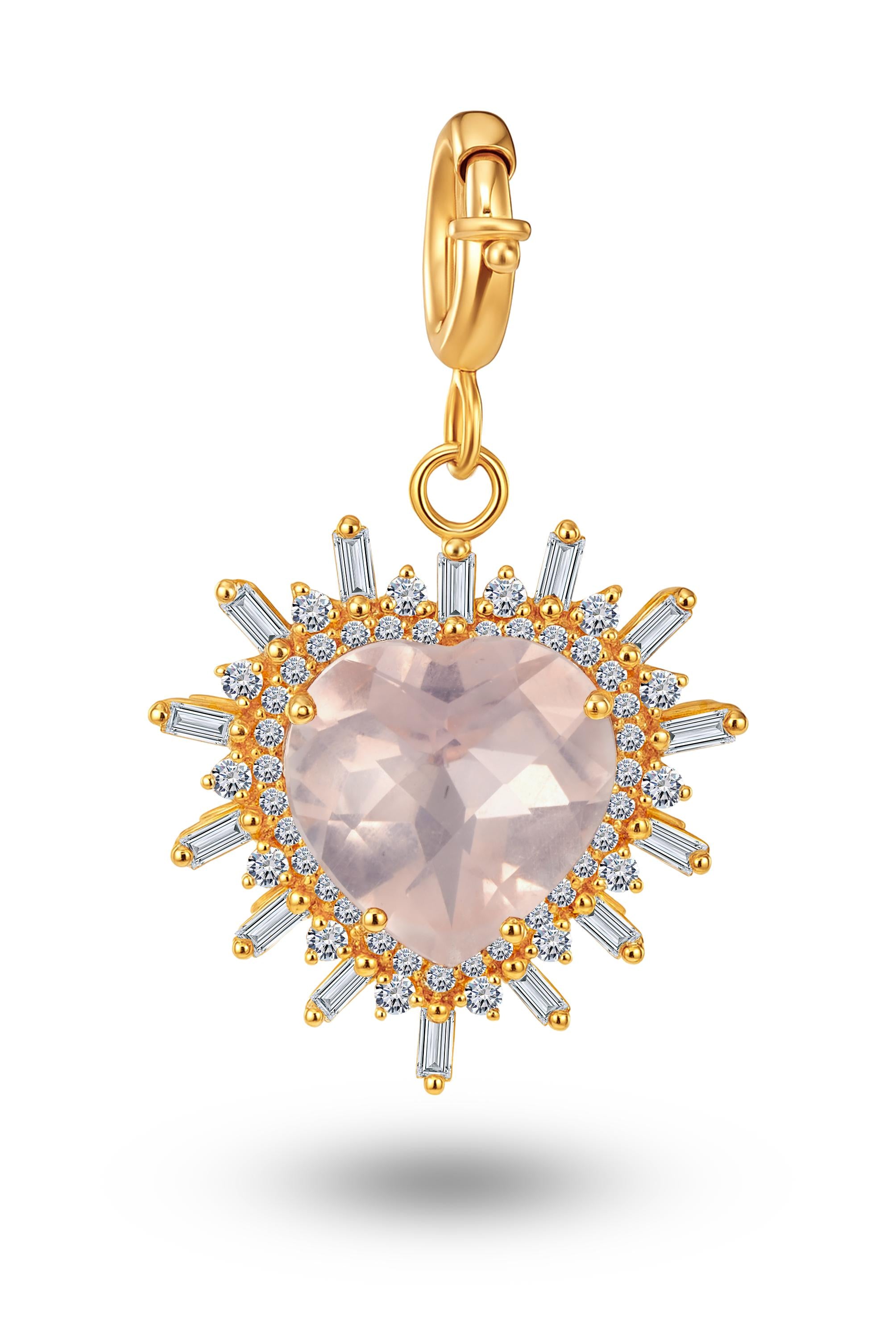 Rose quartz heart charm