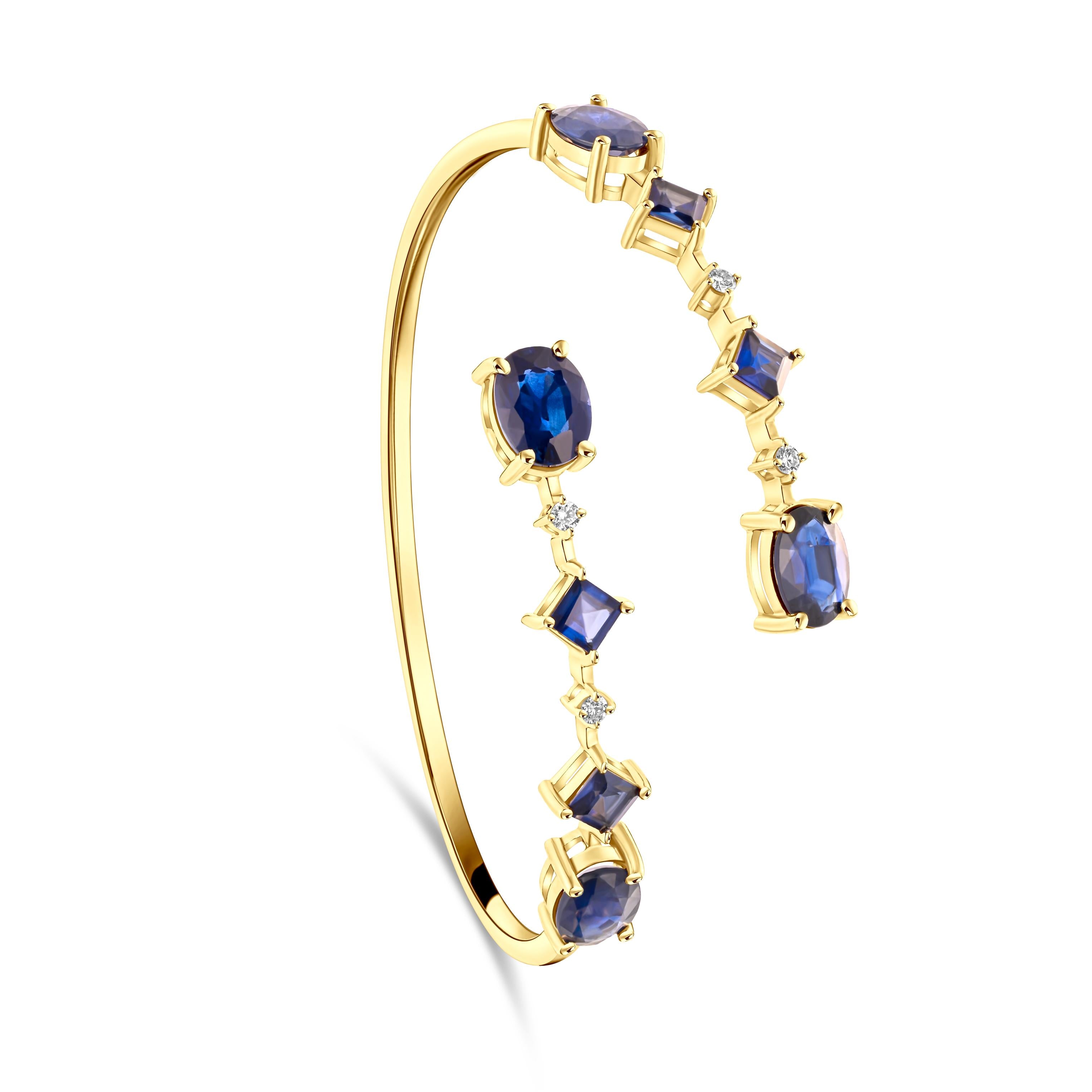Blue Sapphire Cross Bangle
