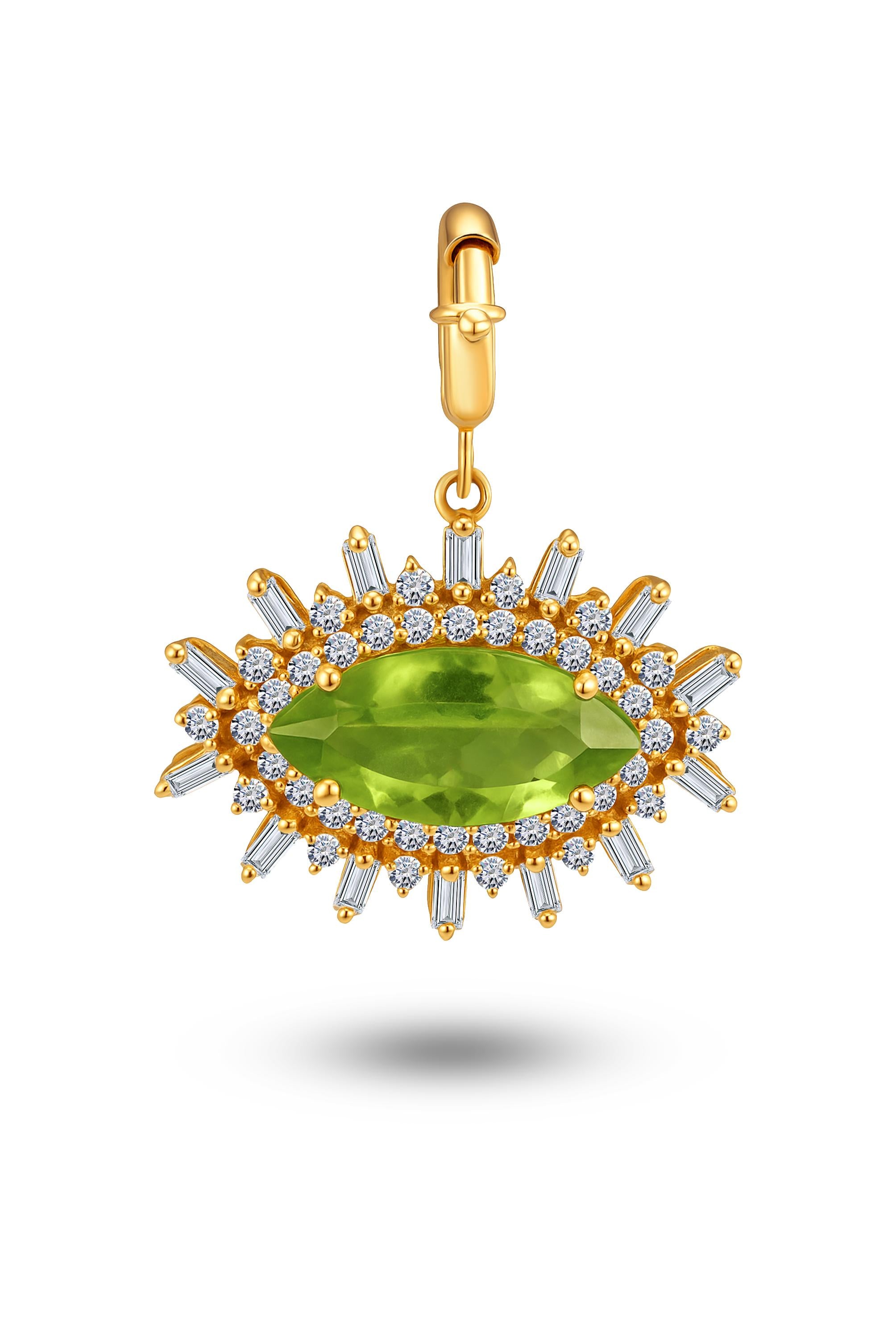Peridot Eye Charm in 18K Gold