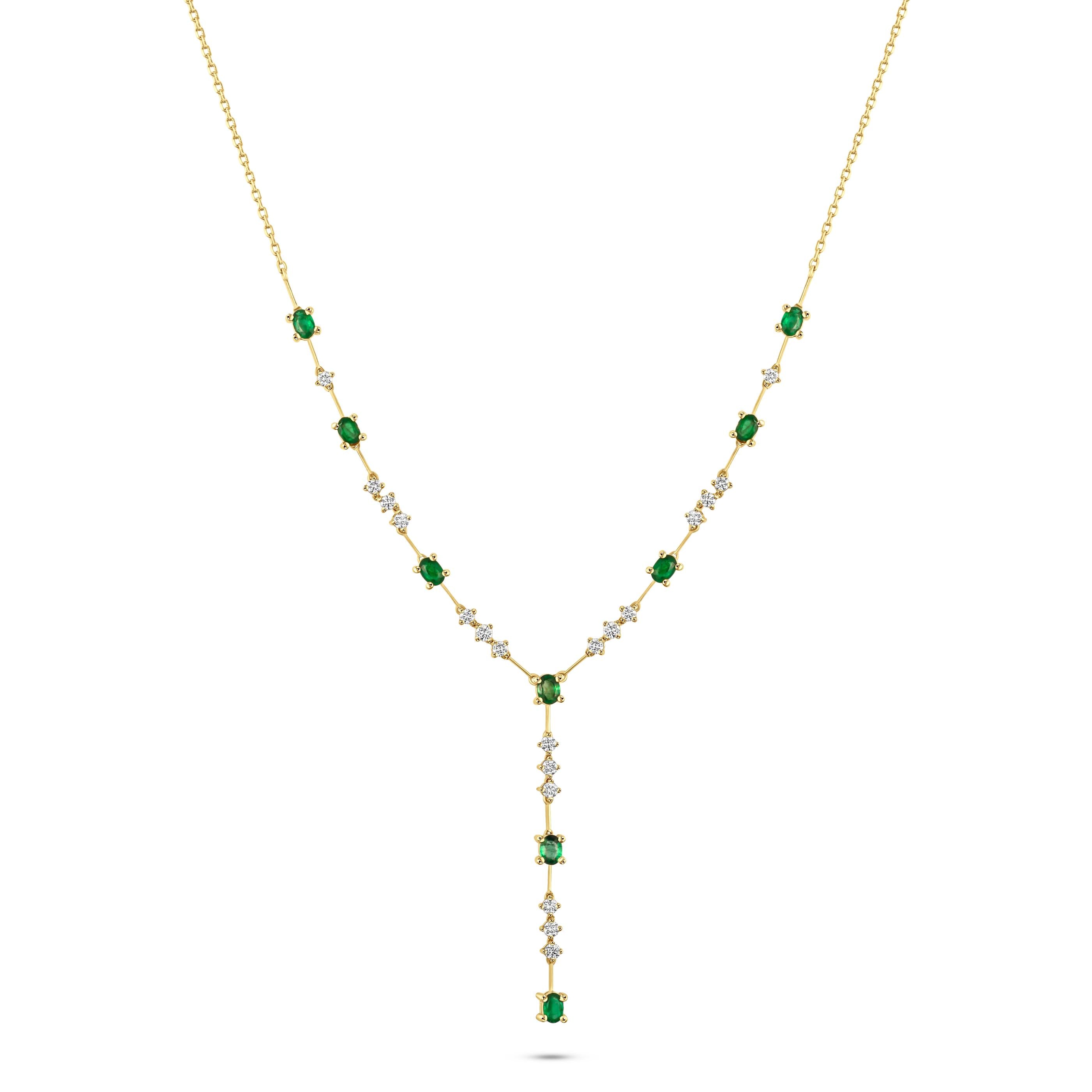 Gem Edit Emerald Diamond Drop Necklace