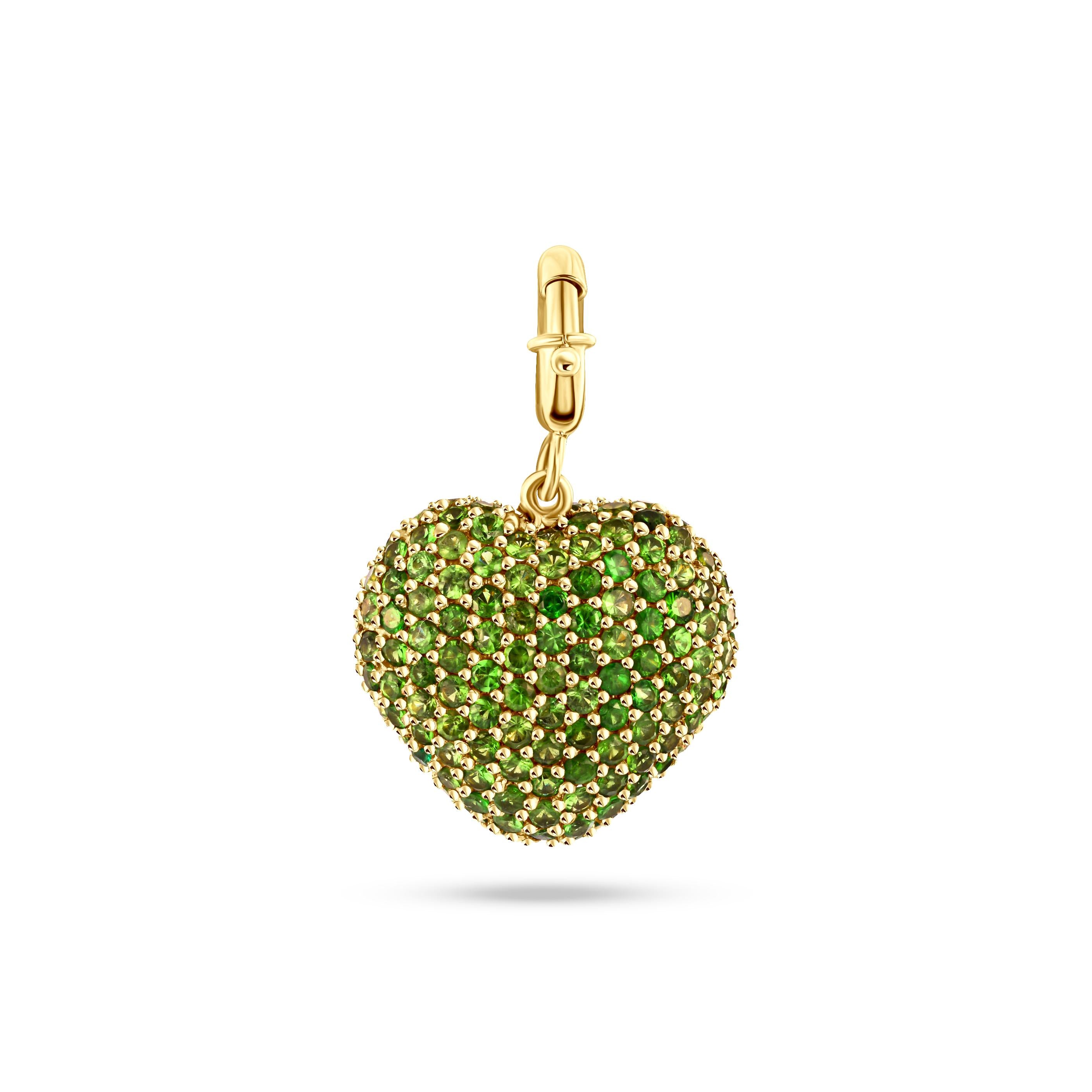 Heart Charm with Natural Emeralds