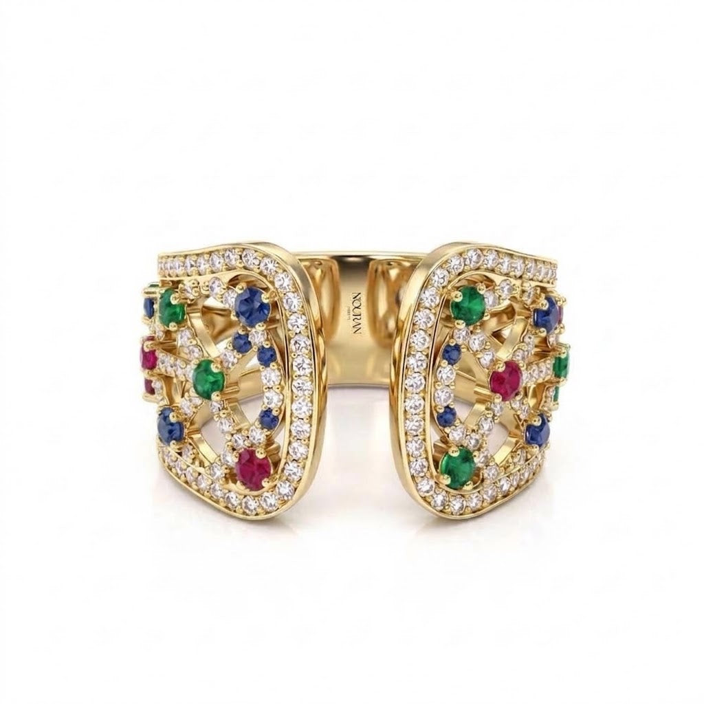 Royal Mosaic Open Cuff Ring
