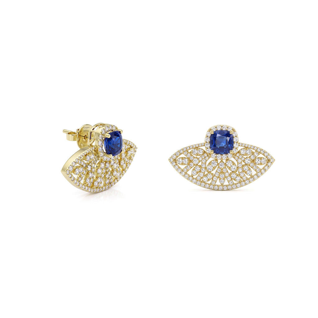 Blue Sapphire Petal Earrings