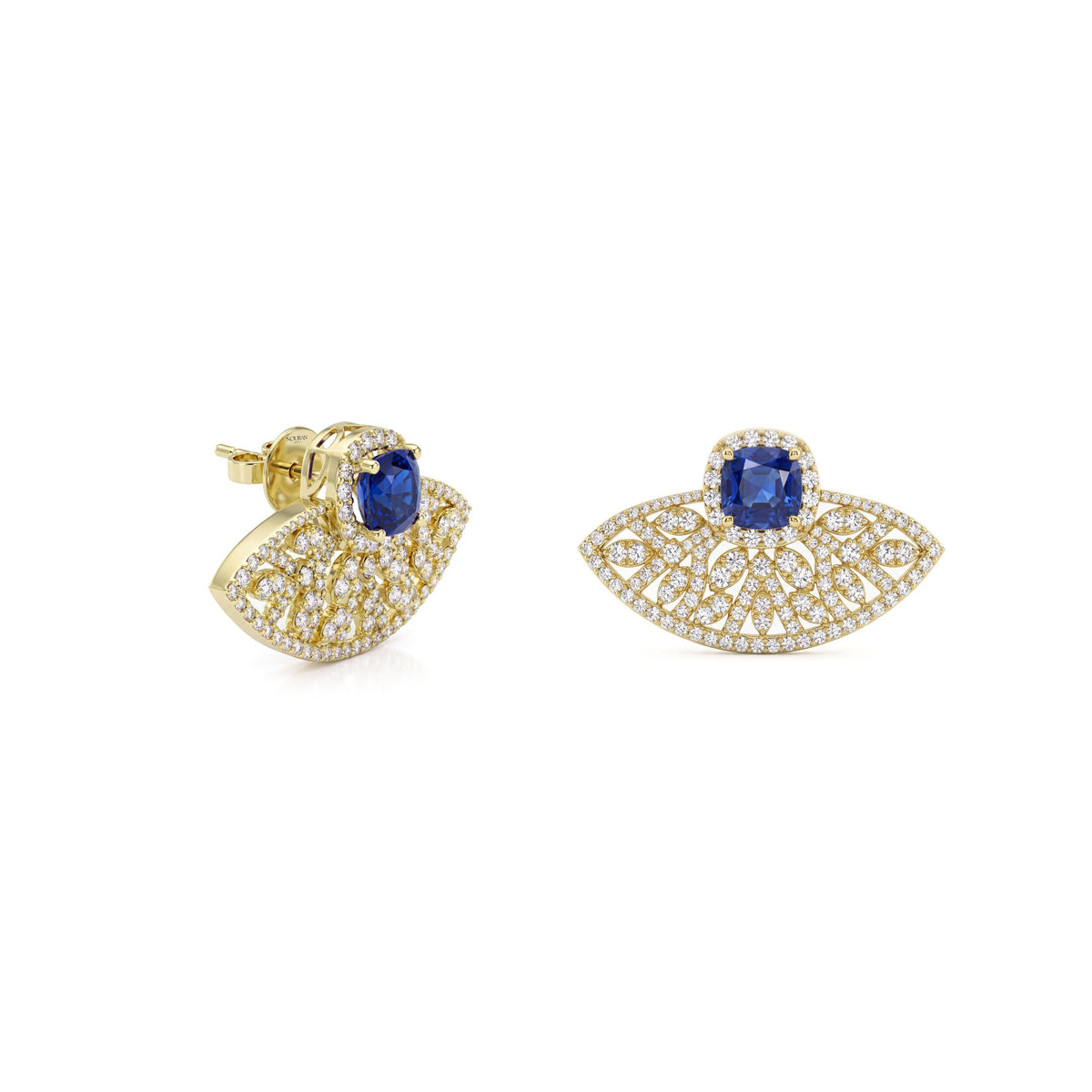 Blue Sapphire Petal Earrings