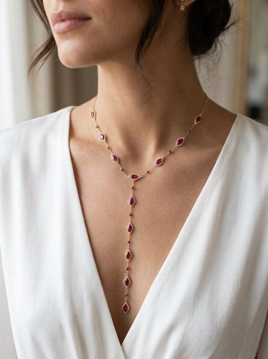 Emerald Lariat Necklace