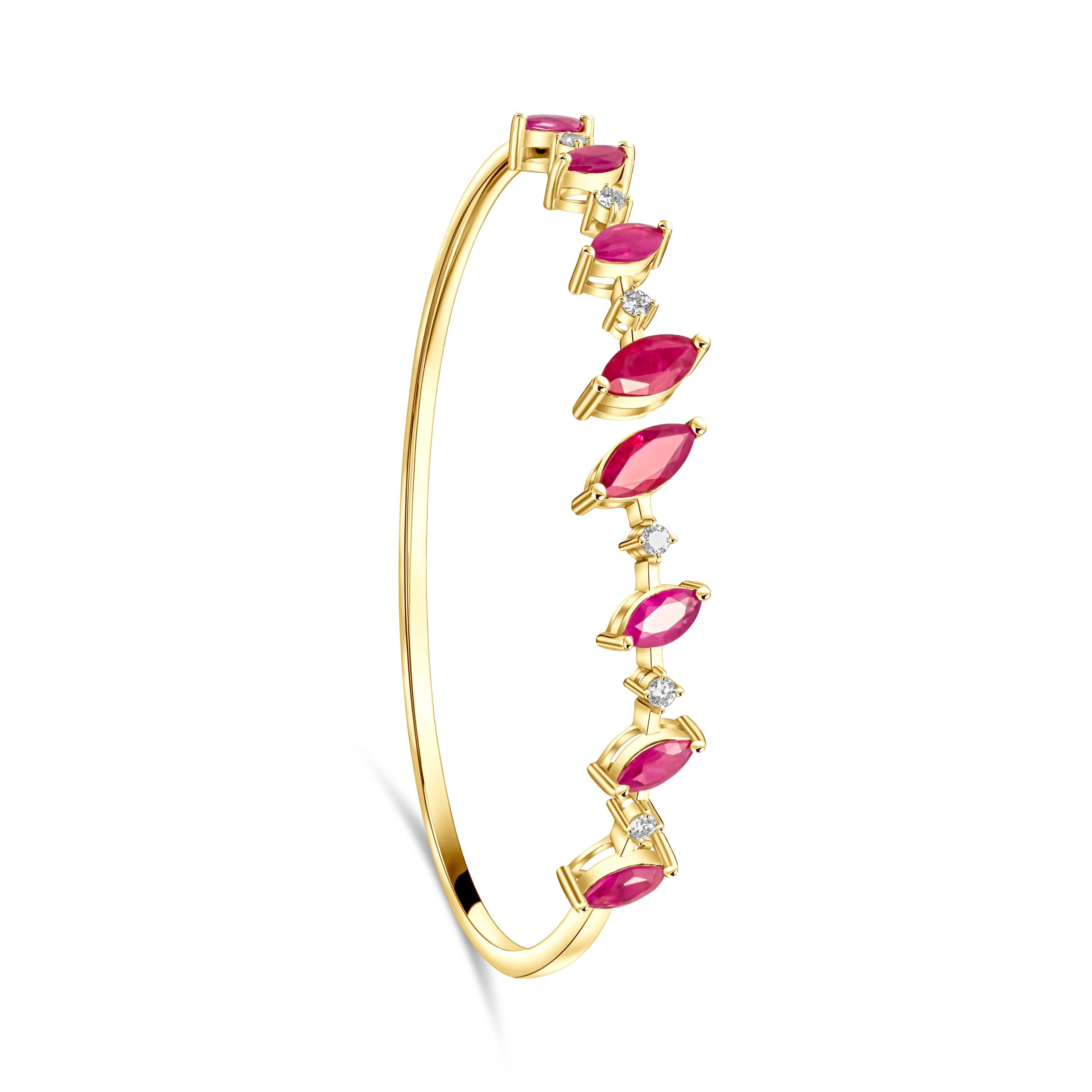 Marquise-Cut Natural Ruby bangel