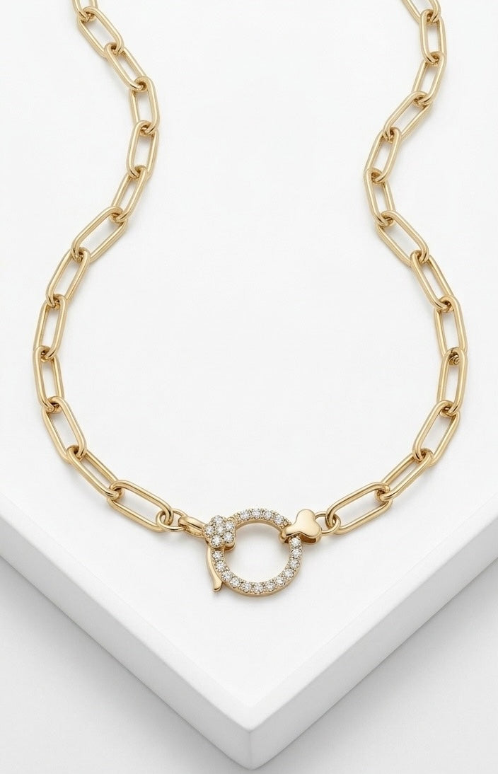 Diamond Hook Gold Charm Chain