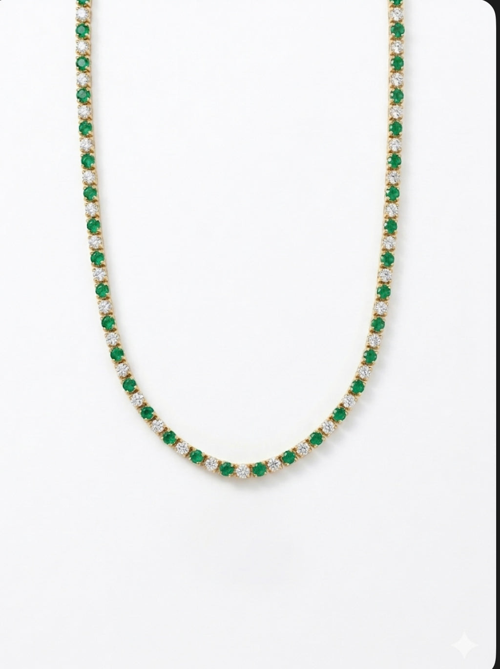 Emerald tennis necklace