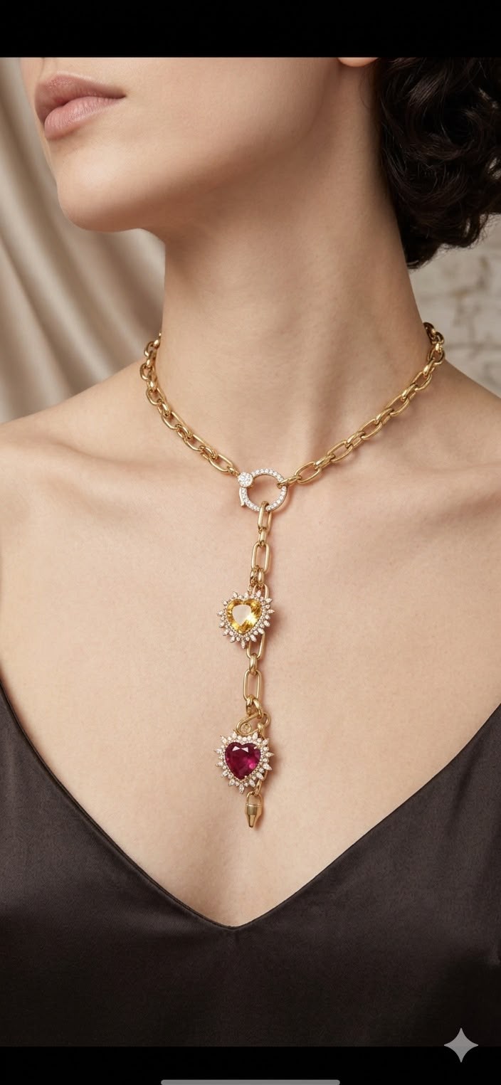 Diamond Hook Gold Charm Chain
