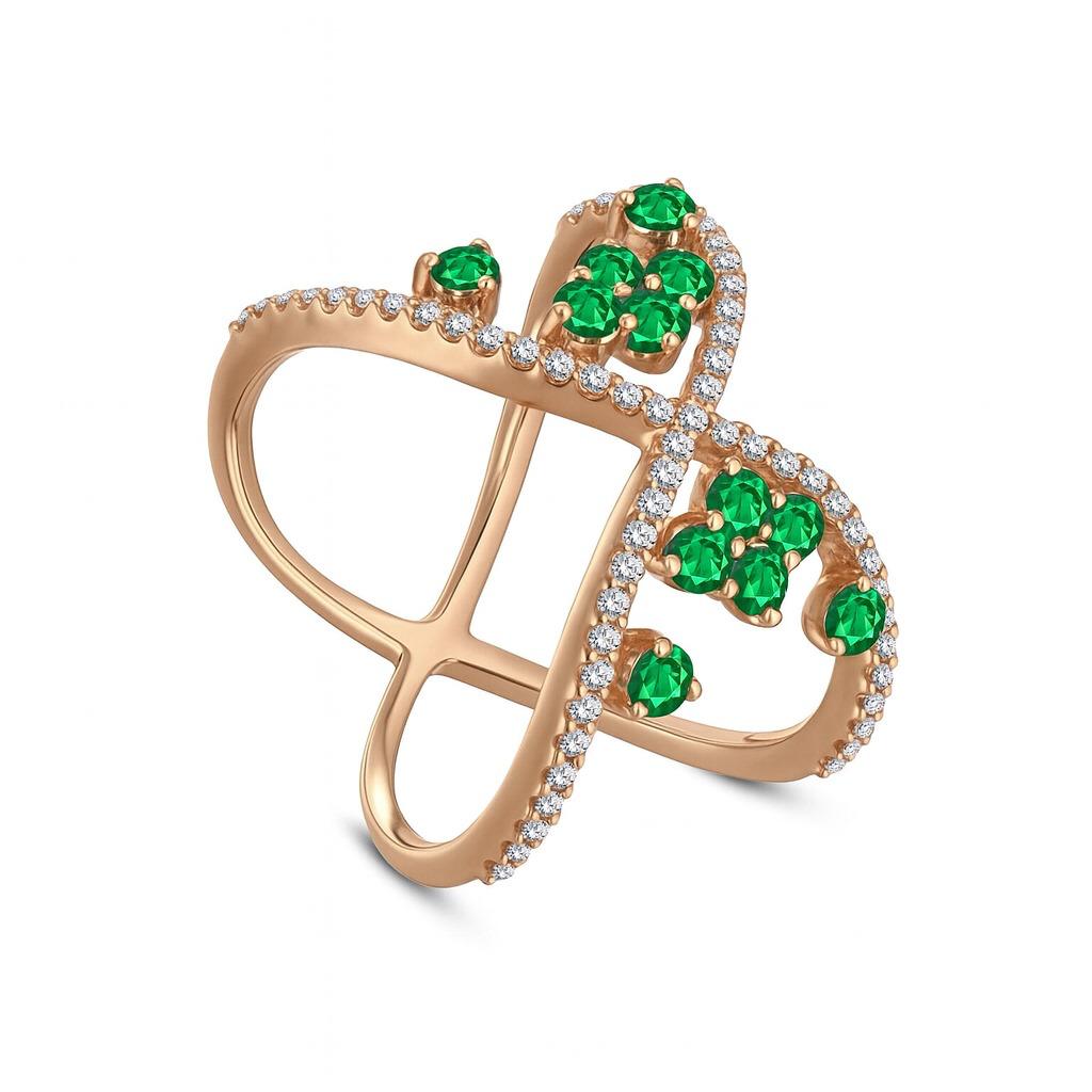 Queen of Green Emerald & Diamond Ring in 18k Gold